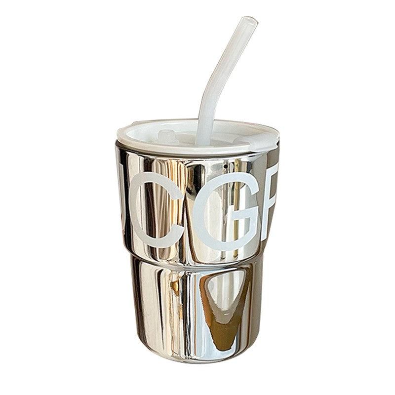 Ins Wind Male And Female Students High Appearance Horizontal Straw Tumbler