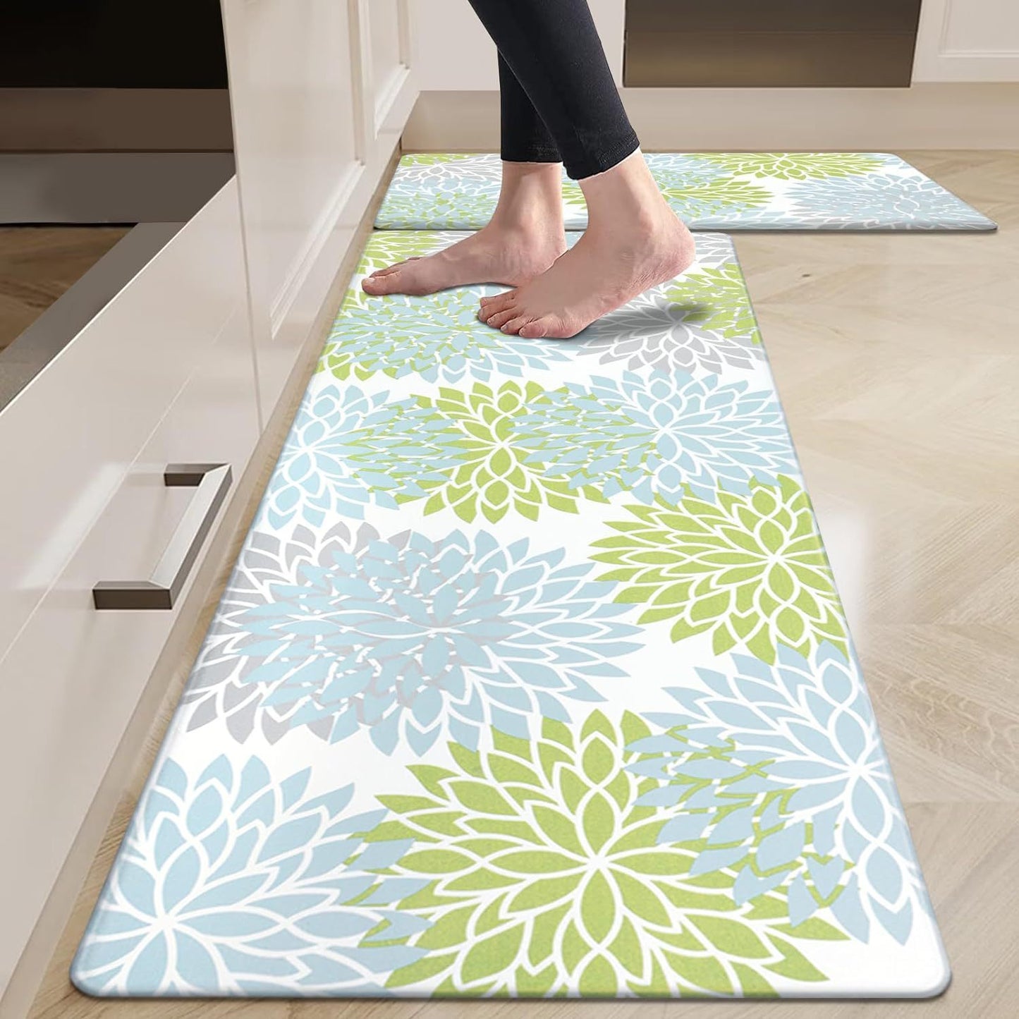 Amazon Plant Flower Long Floor Mat Household Kitchen Oil-absorbing Non-slip Two-piece Foot Mat Stain-resistant Door Mat