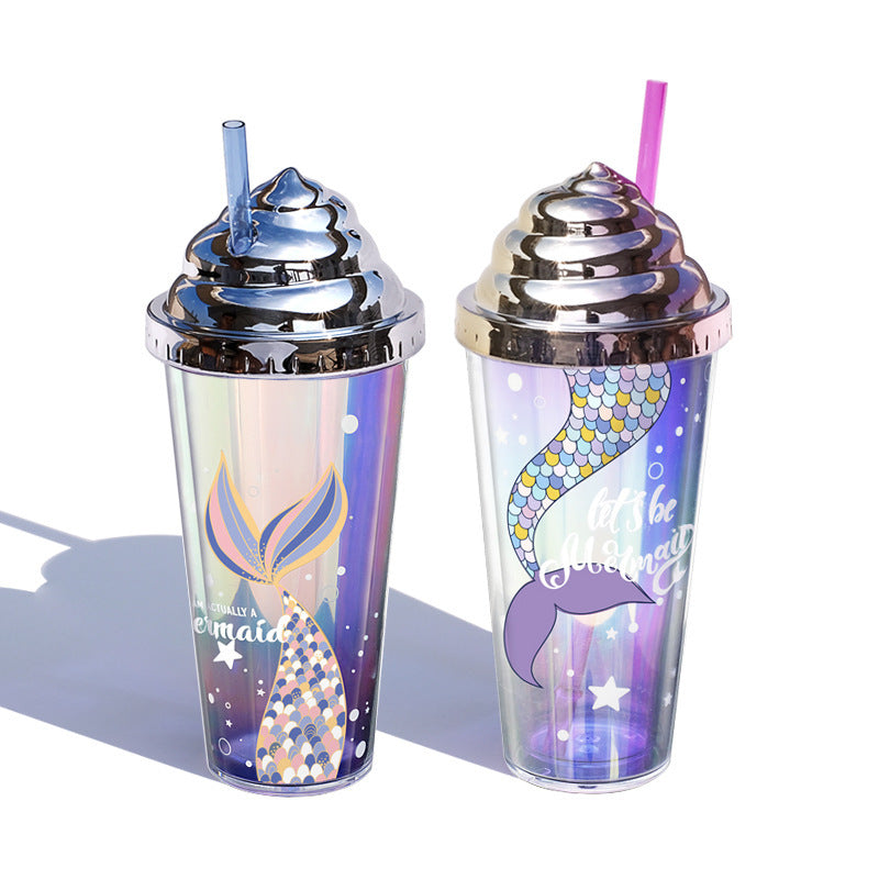 Creative Straw Plastic Electroplating Glitter Water Cup