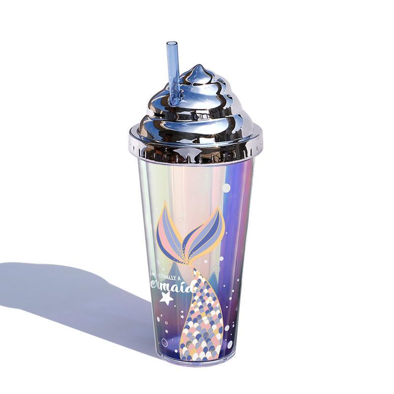 Creative Straw Plastic Electroplating Glitter Water Cup