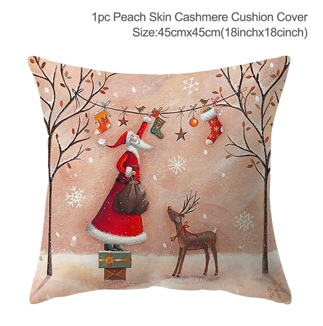 Christmas Elk Tree Cushion Cover