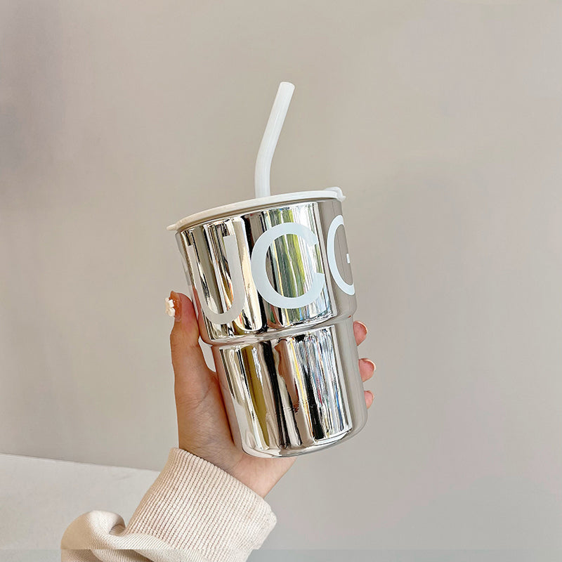 Ins Wind Male And Female Students High Appearance Horizontal Straw Tumbler