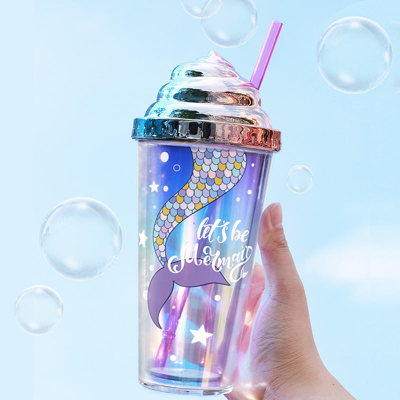 Creative Straw Plastic Electroplating Glitter Water Cup