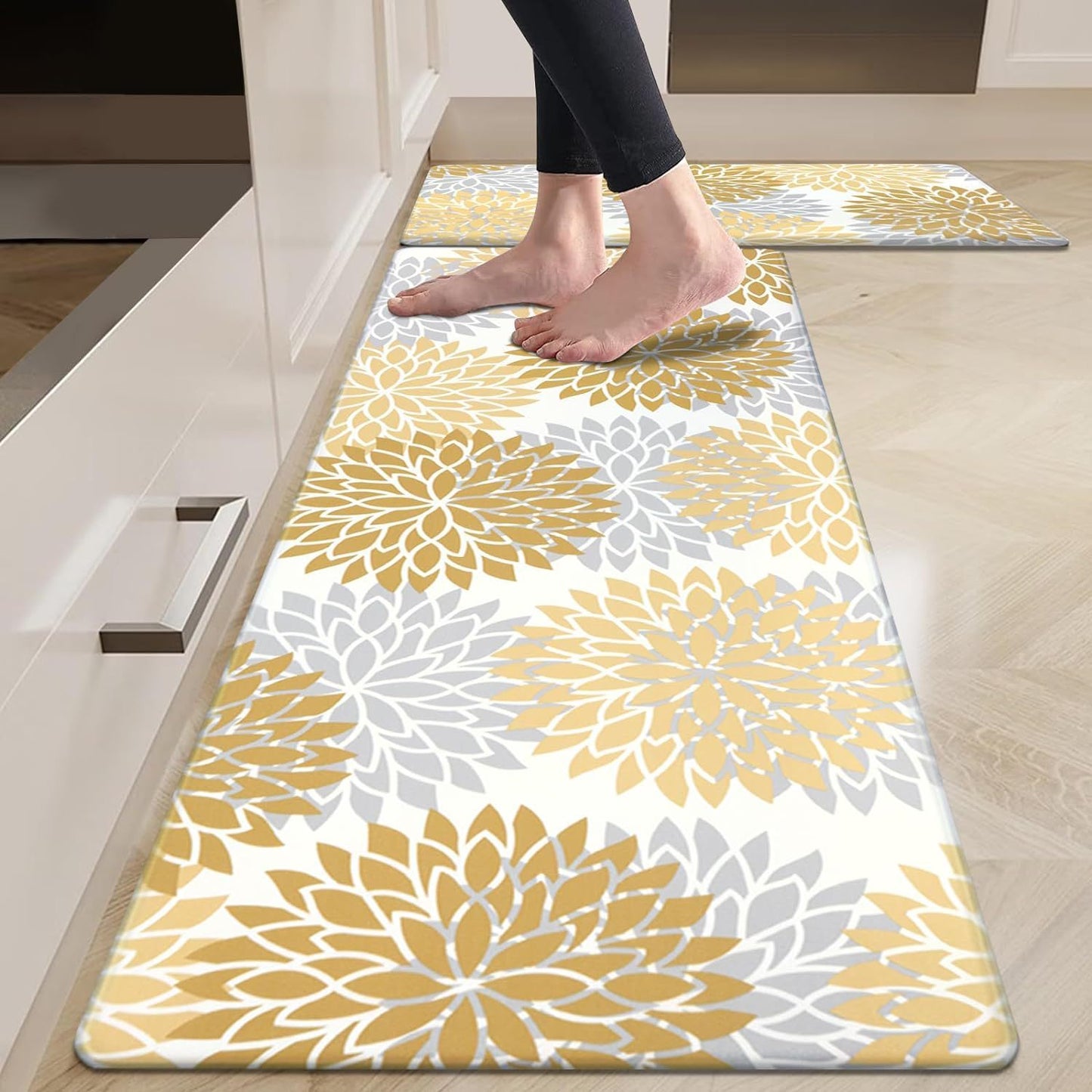 Amazon Plant Flower Long Floor Mat Household Kitchen Oil-absorbing Non-slip Two-piece Foot Mat Stain-resistant Door Mat