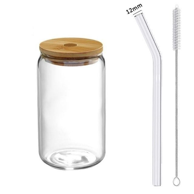 Glass Cup With Lid And Straw Transparent Bubble