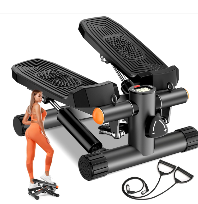 Stair Steppers for Excercise at Home, Mini Stepper with Resistance Bands & LCD Monitor