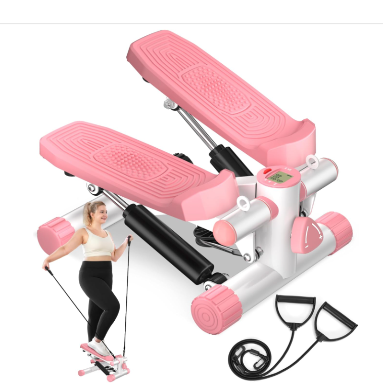 Stair Steppers for Excercise at Home, Mini Stepper with Resistance Bands & LCD Monitor