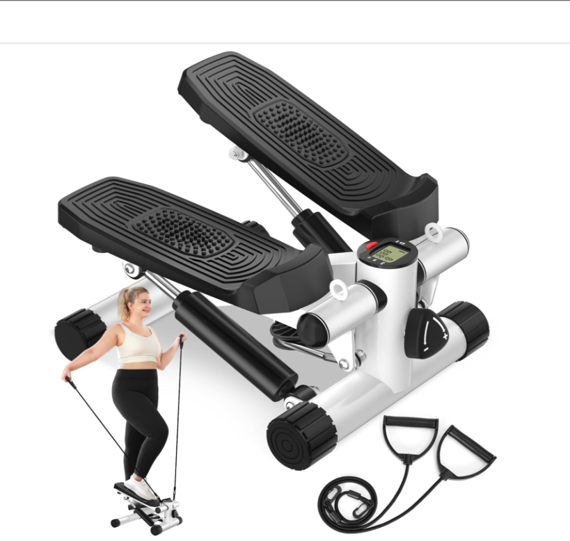 Stair Steppers for Excercise at Home, Mini Stepper with Resistance Bands & LCD Monitor