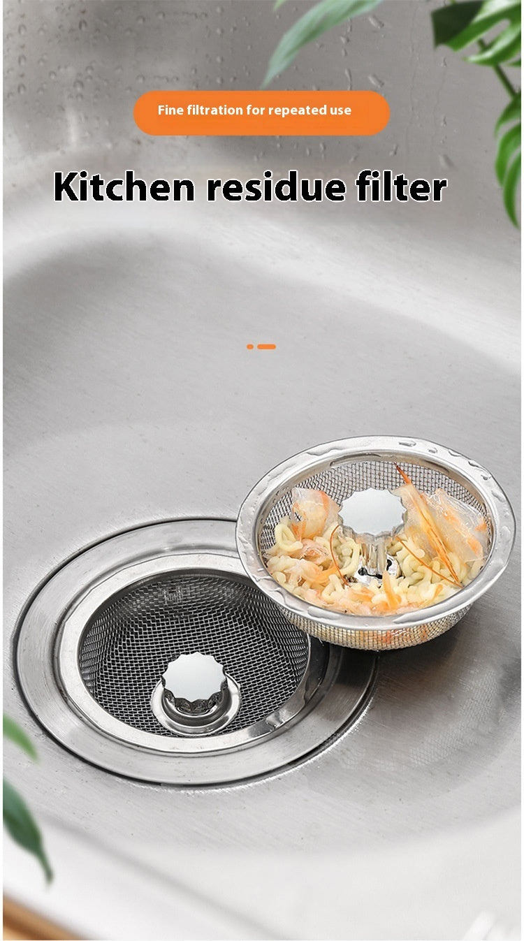 Kitchen Sink Filter Screen Stainless Steel Anti Blocking Device