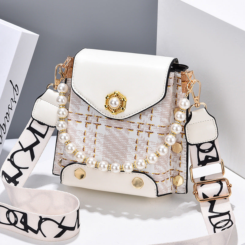 Fashion Women'S Crossbody Bag Girl'S Cute Princess Wallet Classic Shoulder Bag Summer Pearl Chain Phone Bag